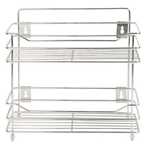 Embassy Multipurpose Storage Shelf / Spice Rack, Double (2-Tier), 38x15x34 cms (LxBxH), Stainless Steel (For Kitchen, Bathroom etc.) - KITCHEN MART