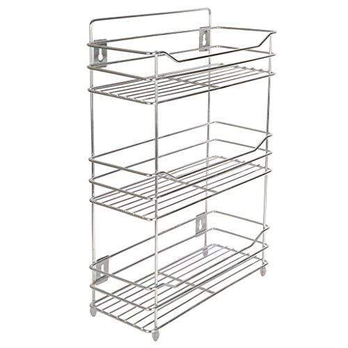 Embassy Multipurpose Storage Shelf / Spice Rack, Triple (3-Tier), 38x15x54 cms (LxBxH), Stainless Steel (For Kitchen, Bathroom etc.) - KITCHEN MART