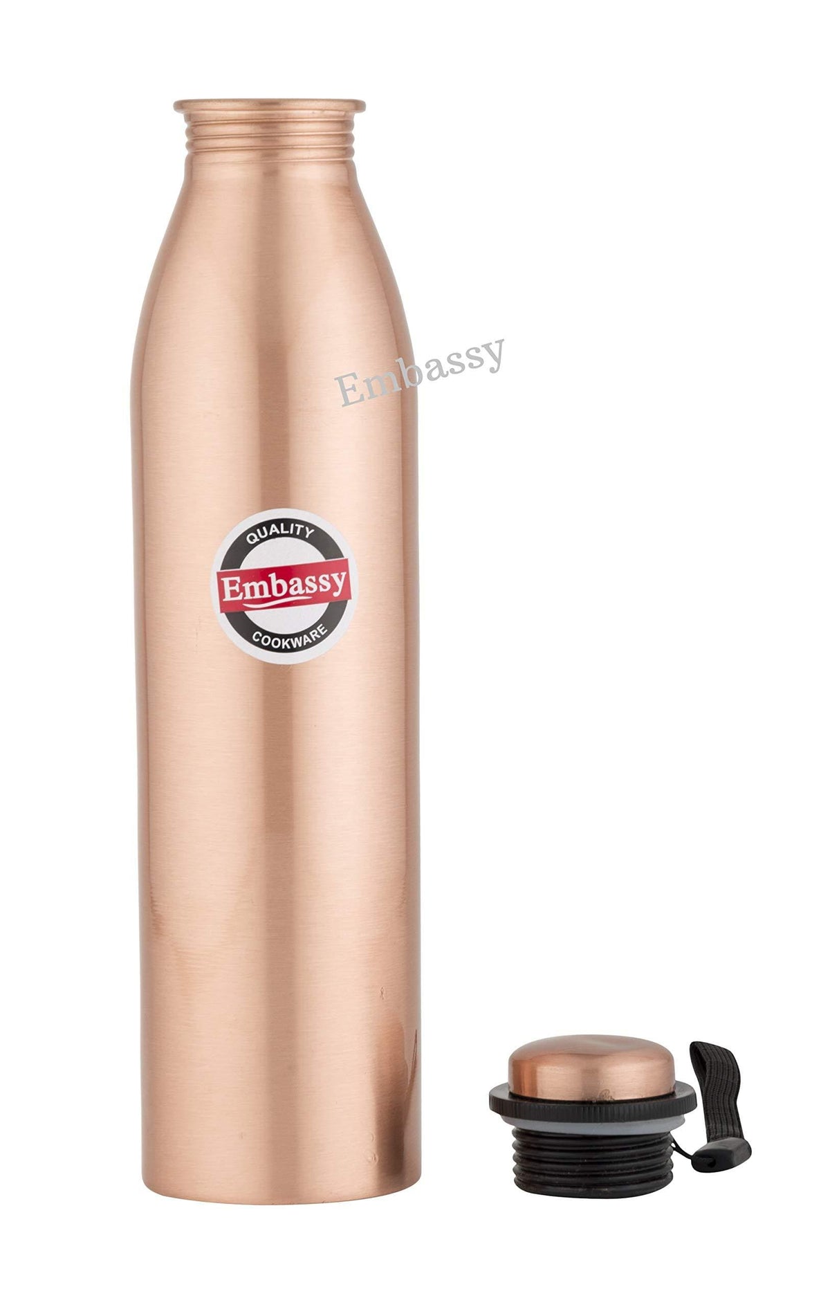 Embassy Premium Copper Water Bottle, Plain, 1000 ml, Pack of 1 - Leak-Proof, Jointless and Pure Copper - KITCHEN MART