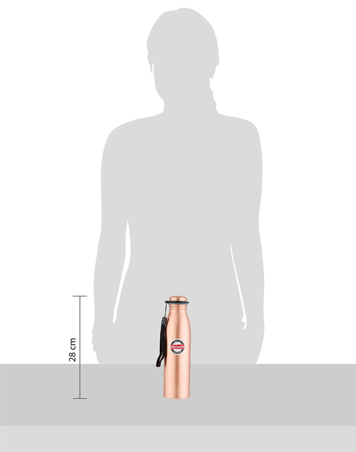 Embassy Premium Copper Water Bottle, Plain, 600 ml, Pack of 2 - Leak-Proof, Jointless and Pure Copper - KITCHEN MART