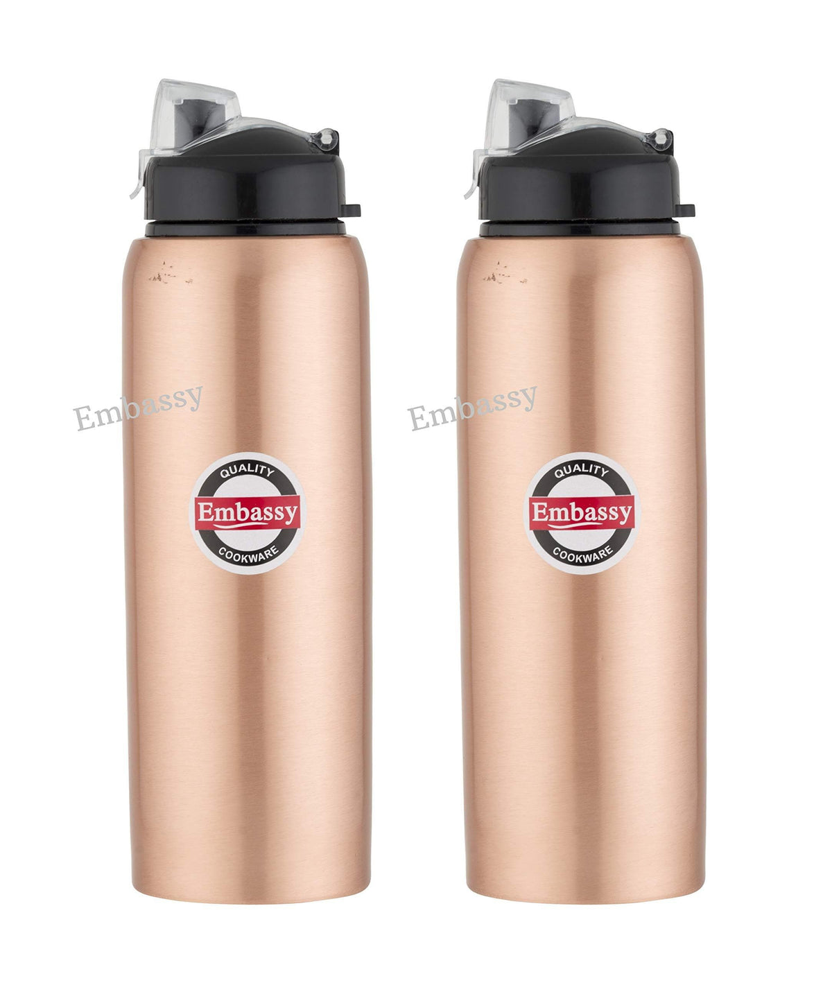 Embassy Premium Copper Water Bottle, Sipper, 1000 ml, Pack of 2 - Leak-Proof, Jointless and Pure Copper - KITCHEN MART