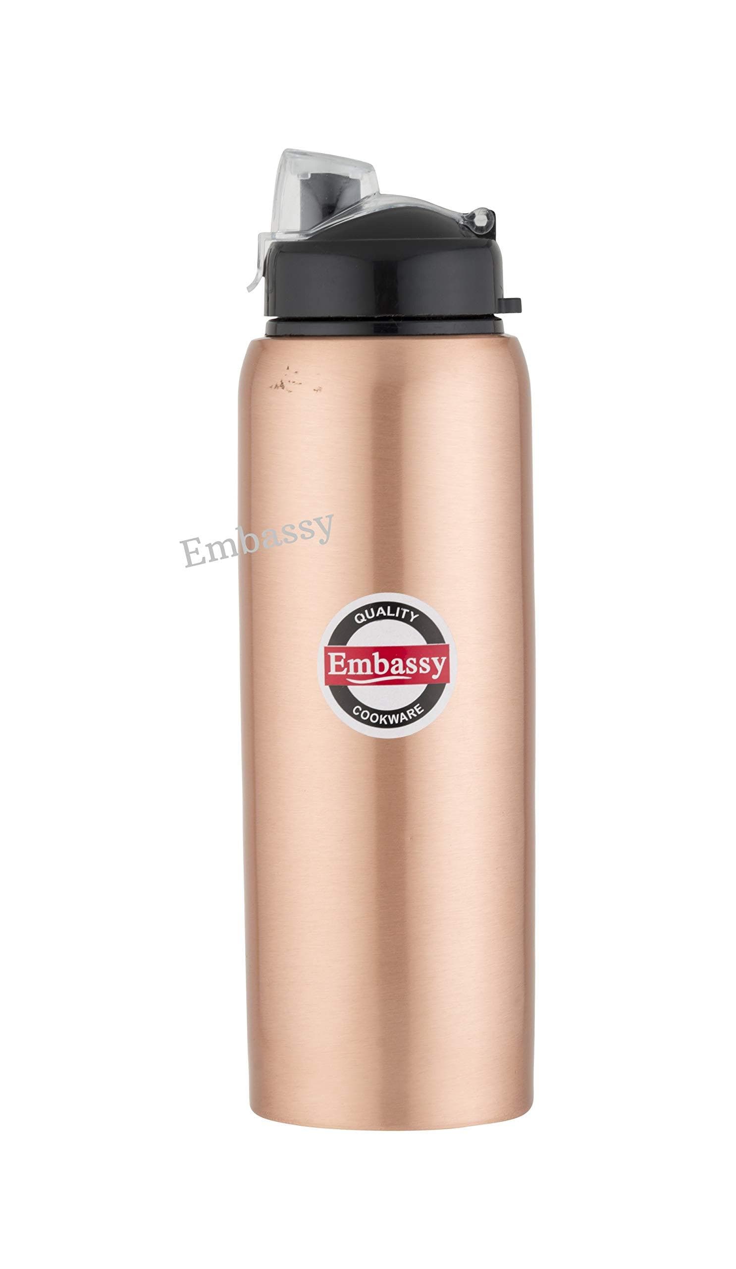 Embassy Premium Copper Water Bottle, Sipper, 600 ml, Pack of 1 - Leak-Proof, Jointless and Pure Copper - KITCHEN MART