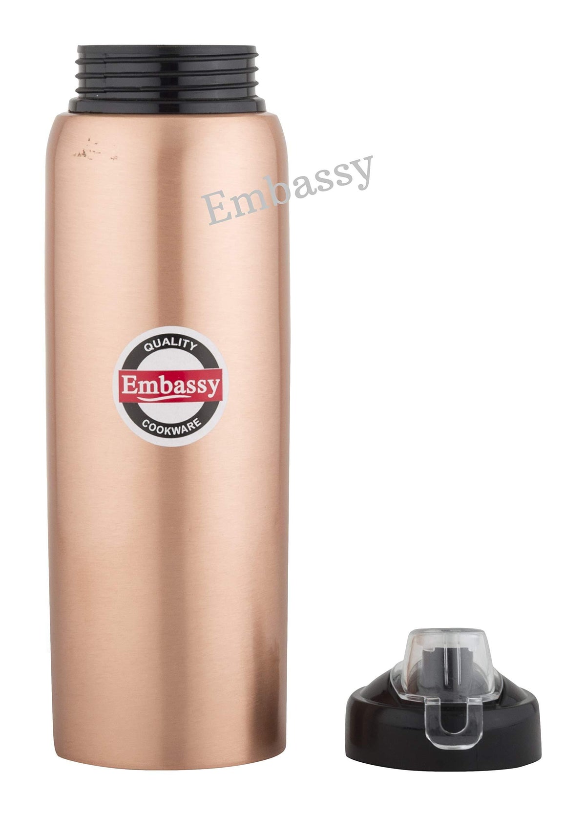 Embassy Premium Copper Water Bottle, Sipper, 600 ml, Pack of 1 - Leak-Proof, Jointless and Pure Copper - KITCHEN MART