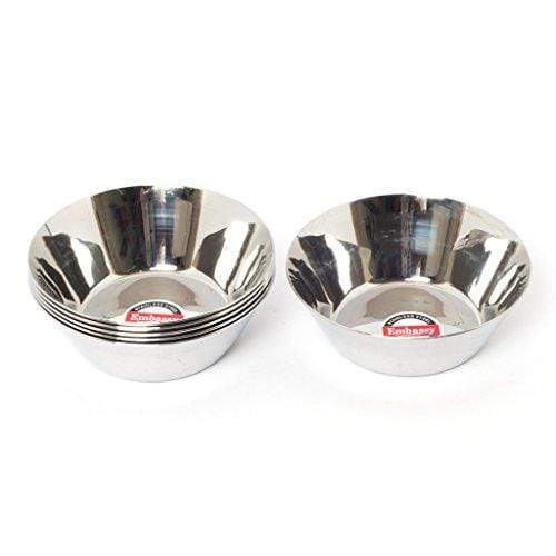 Embassy Pyramid Vati / Curry Bowl, Size 5.5, 225 ml, 10.9 cms (Pack of 6, Stainless Steel) - KITCHEN MART