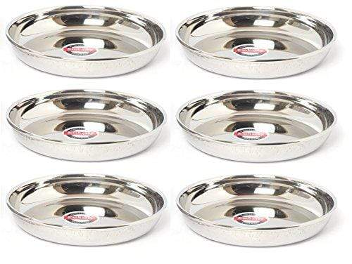 Embassy Rice Plate, Size 4, 12.9 cms (Pack of 6, Stainless Steel) - KITCHEN MART