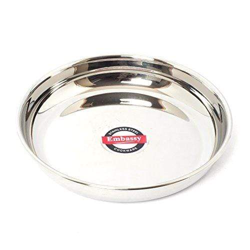 Embassy Rice Plate, Size 4, 12.9 cms (Pack of 6, Stainless Steel) - KITCHEN MART