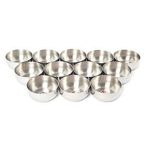 Embassy Royal Vati / Curry Bowl, Size 2, 125 ml, 7.4 cms (Pack of 12, Stainless Steel) - KITCHEN MART
