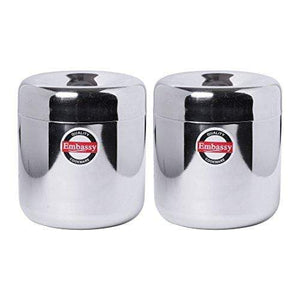 Embassy Stainless Steel Apple Deep Dabba / Canister - Pack of 2 (1500 ml each; Size 12, Big) - KITCHEN MART