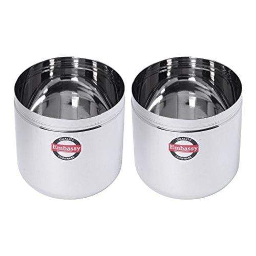 Embassy Stainless Steel Apple Deep Dabba / Canister - Pack of 2 (1500 ml each; Size 12, Big) - KITCHEN MART