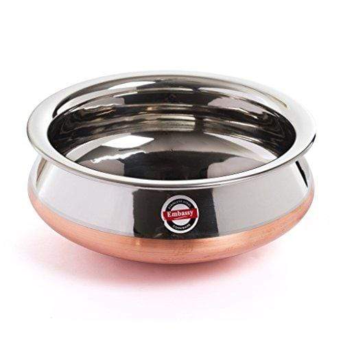 Embassy Stainless Steel Copper BottomPongal Handi (Rajasthani Design), Set of 3, Sizes 1-3 - 700, 1100 & 1700 ml - KITCHEN MART