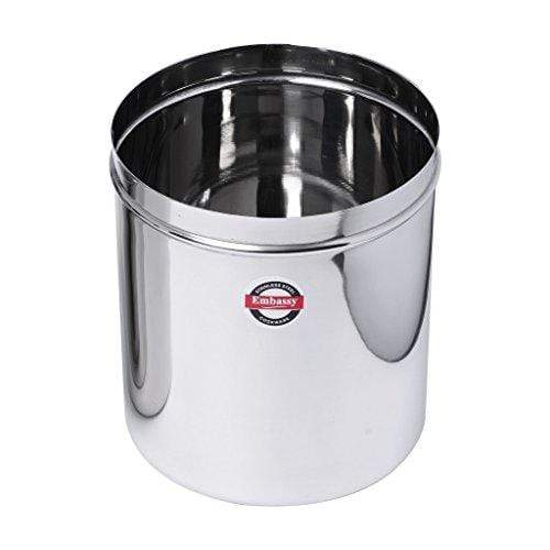 Embassy Stainless Steel Deep Dabba / Canister - Pack of 1 (4250 ml; Size 16, Jumbo) - KITCHEN MART