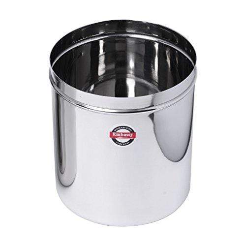 Embassy Stainless Steel Deep Dabba/Canister - Pack of 1 (6000 ml; Size 18, Jumbo) - KITCHEN MART