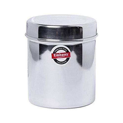 Embassy Stainless Steel Deep Dabba / Canister - Pack of 2 (750 ml each; Size 9, Small) - KITCHEN MART