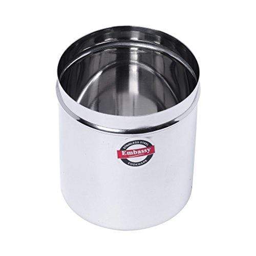 Embassy Stainless Steel Deep Dabba / Canister - Pack of 2 (750 ml each; Size 9, Small) - KITCHEN MART