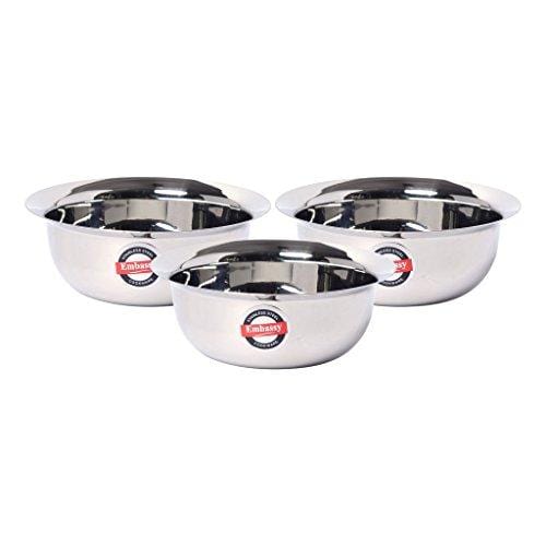 Embassy Stainless Steel Eco Bowl, Pack Of 3, Size 0, 400 Ml / Bowl - KITCHEN MART