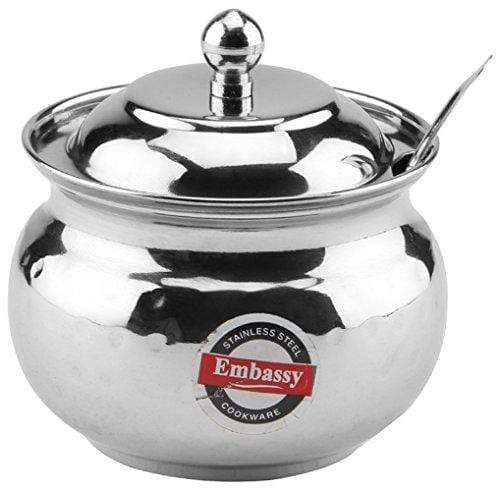 Embassy Stainless Steel Hammered Ghee / Oil Pot, 275 ml; Size 1 - KITCHEN MART