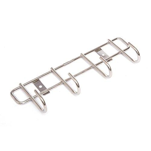 Embassy Stainless Steel Hook Patti/Rail, Size 4, 23x4x9 cms, Multipurpose Hanger for Bathroom/Kitchen / Wardrobe (Pack of 1, 4 Hooks) - KITCHEN MART
