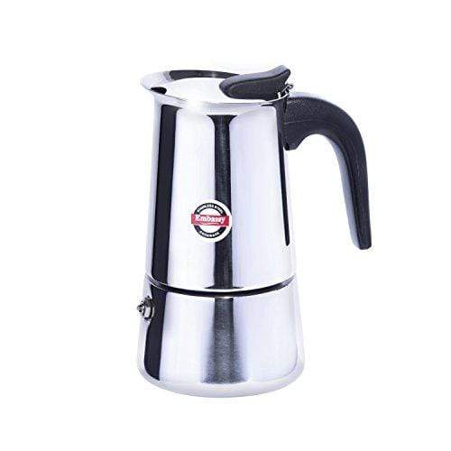 Embassy Stainless Steel Italian Stovetop Coffee Percolator/Maker, 10 Cups - KITCHEN MART