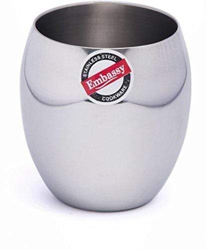 Embassy Stainless Steel Pearl Glass, Pack of 6, 250 ml - KITCHEN MART