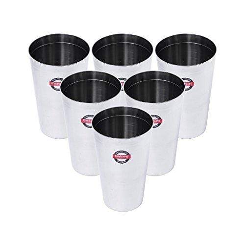 Embassy Stainless Steel Plain Lassi Glass, Pack of 6, 650 ml/Glass - KITCHEN MART