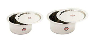 Embassy Stainless Steel Topes with Lid, Set of 2 (Sizes 12 & 13) - 1900 & 2250 ml - KITCHEN MART
