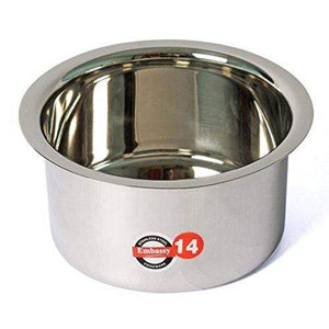 Embassy Stainless Steel Topes with Lid, Set of 4 (Sizes 11-14) - 1400, 1900, 2250 & 2750 ml - KITCHEN MART