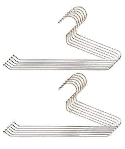 Embassy Stainless Steel Trouser/Saree Hangers, 36x19 cms, Pack of 12 - KITCHEN MART