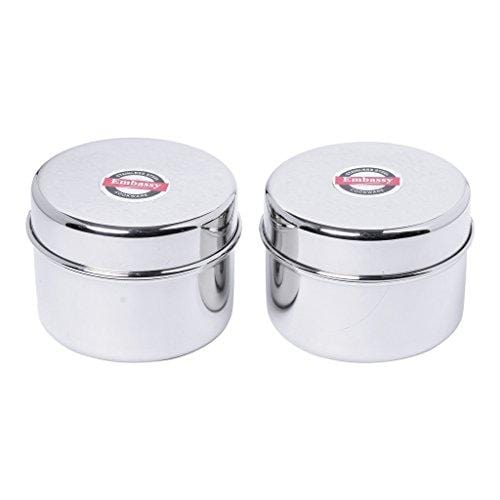 Embassy Tip-top Dabbi/Container - Pack of 2 (Size 5, 210 ml each), Stainless Steel - KITCHEN MART