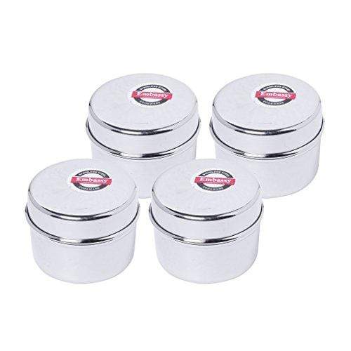 Embassy Tip-top Dabbi/Container - Pack of 4 (Size 1, 60 ml each), Stainless Steel - KITCHEN MART