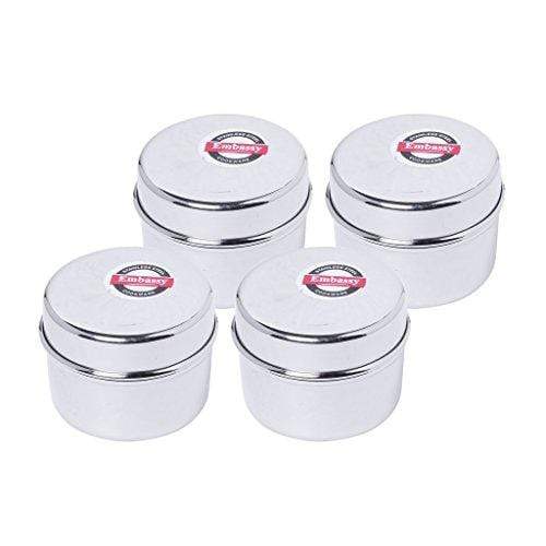 Embassy Tip-top Dabbi/Container - Pack of 4 (Size 2, 100 ml each), Stainless Steel - KITCHEN MART
