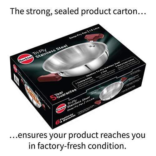 Hawkins Tri-ply Stainless Steel Deep-Fry Pan, 1.5 Litre - KITCHEN MART