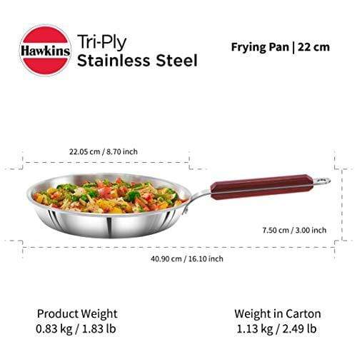 HAWKINS Tri-ply Stainless Steel Frying Pan, 22 cm - KITCHEN MART