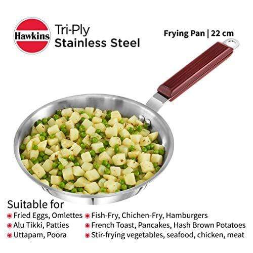 HAWKINS Tri-ply Stainless Steel Frying Pan, 22 cm - KITCHEN MART