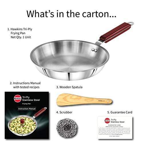 Hawkins Tri-ply Stainless Steel Frying Pan 26 cm - KITCHEN MART