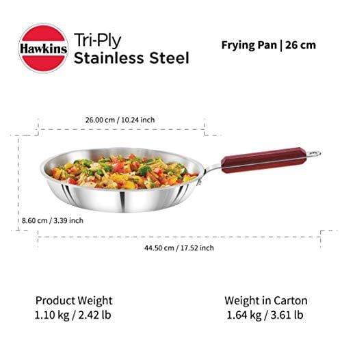 Hawkins Tri-ply Stainless Steel Frying Pan 26 cm - KITCHEN MART