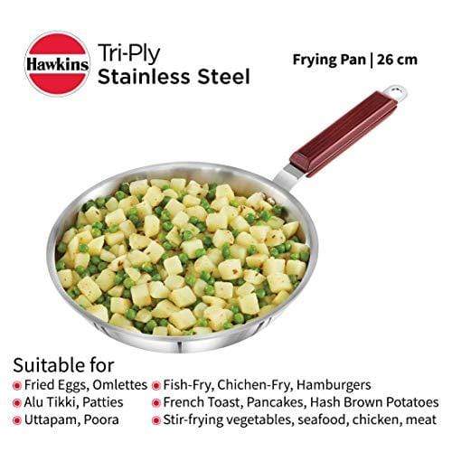 Hawkins Tri-ply Stainless Steel Frying Pan 26 cm - KITCHEN MART