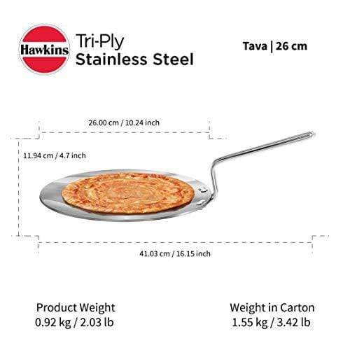 Hawkins Tri-ply Stainless Steel Tava 26 cm - KITCHEN MART