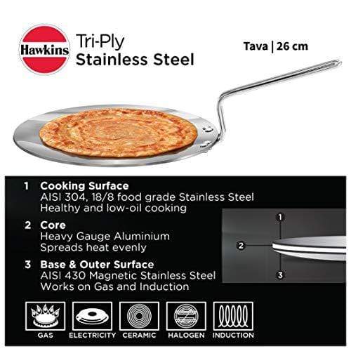 Hawkins Tri-ply Stainless Steel Tava 26 cm - KITCHEN MART
