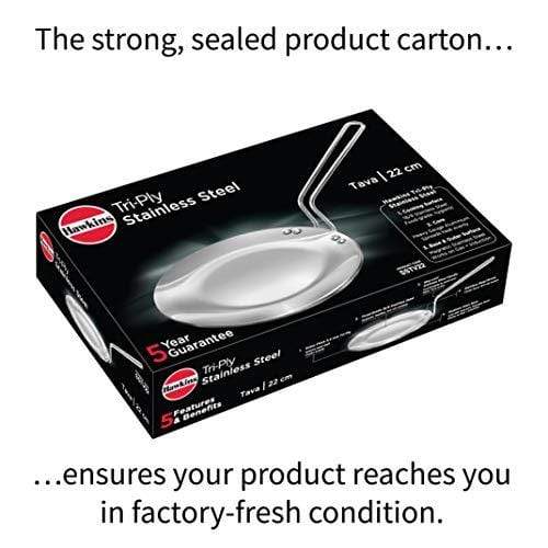 Hawkins Triply 3 mm Stainless Steel Tawa 22 cm, Silver - KITCHEN MART