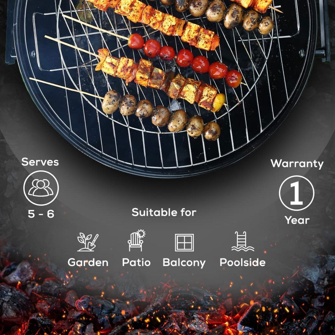 Wonderchef Charcoal BBQ, 1 year warranty