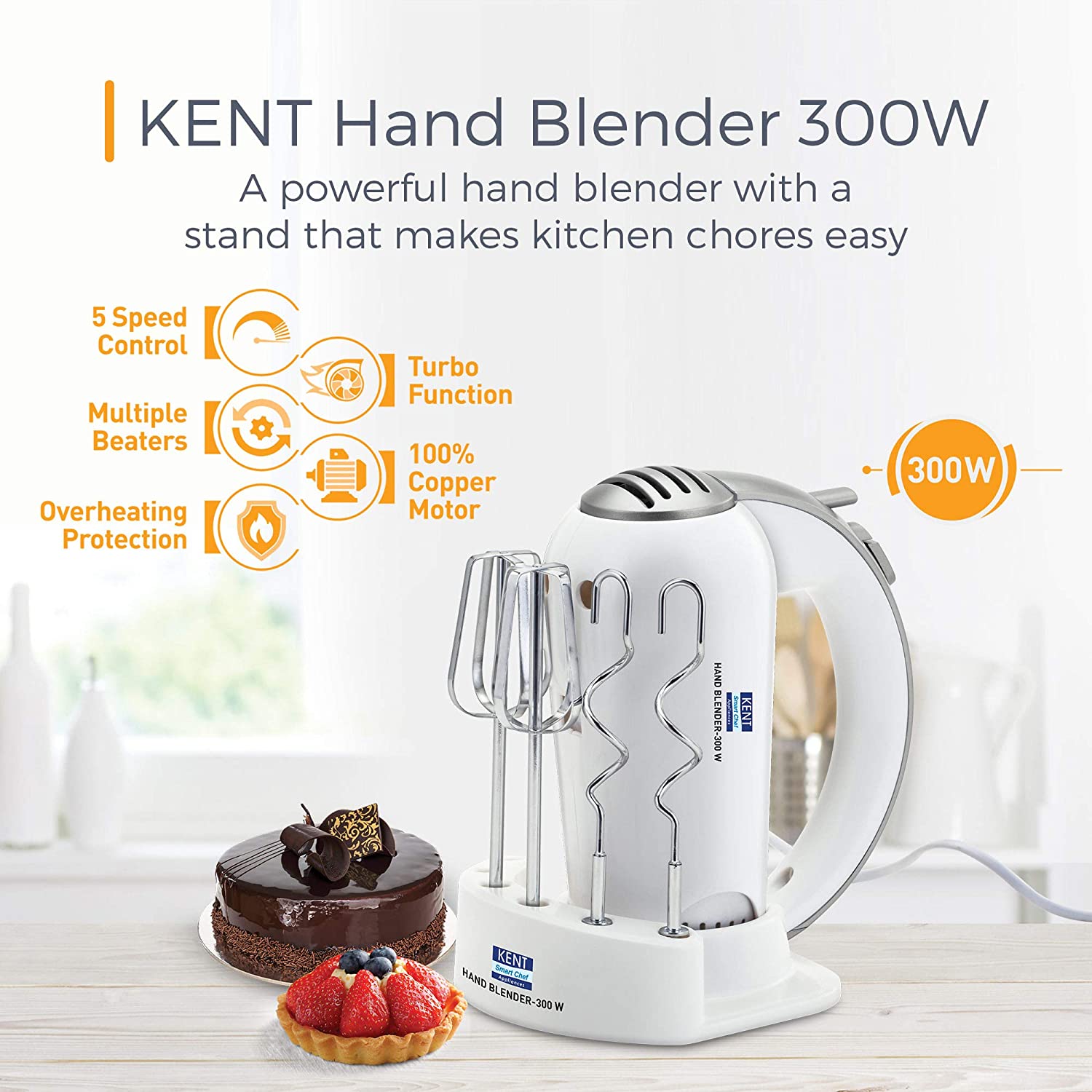 Kent Hand Blender-White - KITCHEN MART