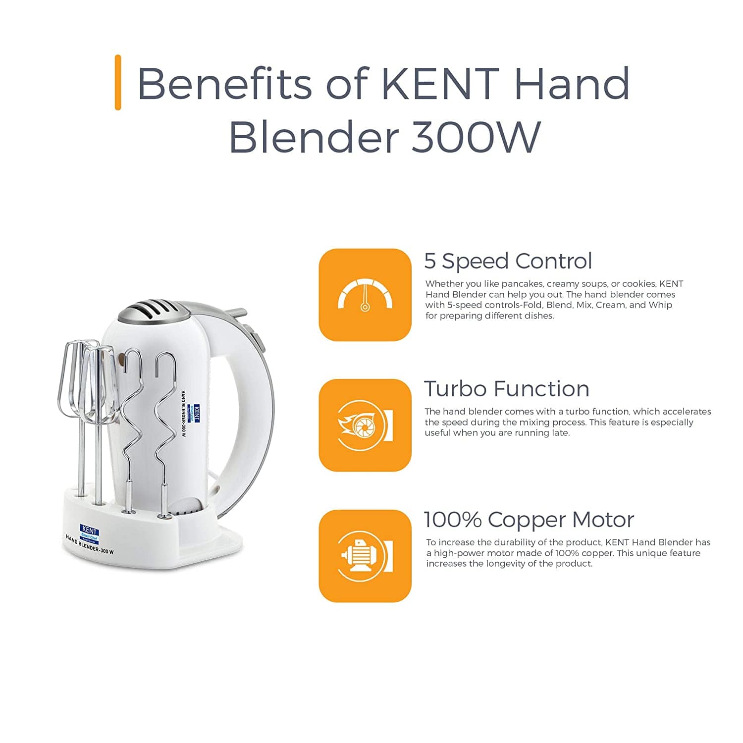 Kent Hand Blender-White - KITCHEN MART
