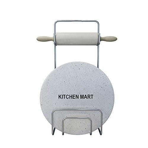 Kitchen Mart Chakla Belan Stand / Rolling Pin-tong holder, Stainless Steel, Wall Mount (Only Stand) - KITCHEN MART