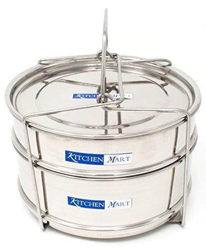 Kitchen Mart Cooker Separator Set Suitable for Prestige 5 Ltrs Deluxe & 5.5 Ltrs Popular Outer Lid Pressure Cookers (2 Containers) - KITCHEN MART