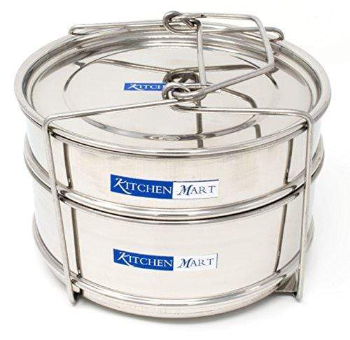 Kitchen Mart Cooker Separator Set Suitable for Prestige 5 Ltrs Deluxe & 5.5 Ltrs Popular Outer Lid Pressure Cookers (2 Containers) - KITCHEN MART