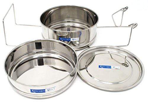 Kitchen Mart Cooker Separator Set Suitable for Prestige 5 Ltrs Deluxe & 5.5 Ltrs Popular Outer Lid Pressure Cookers (2 Containers) - KITCHEN MART