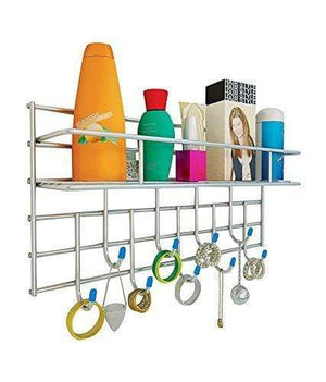 Kitchen Mart Key holder / Laddle Holder with 2-Tier Rack, Wall Mount, 7-Pins Stainless Steel (Pack of 1) - KITCHEN MART