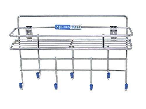 Kitchen Mart Key holder / Laddle Holder with single rack, Wall Mount, 7-Pins Stainless Steel (Pack of 1) - KITCHEN MART