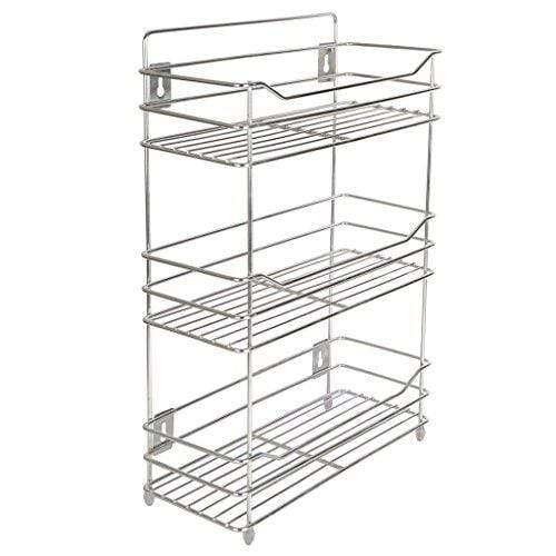 Kitchen Mart Multipurpose Storage Shelf Spice Rack, Triple (3-Tier), 38x15x54 cms (LxBxH), Stainless Steel (For Kitchen, Bathroom