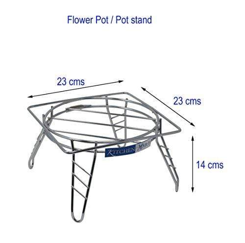 Kitchen Mart Stainless Steel Flower Pot Stand / Plant Pot Stand, Diameter: 23cms - KITCHEN MART